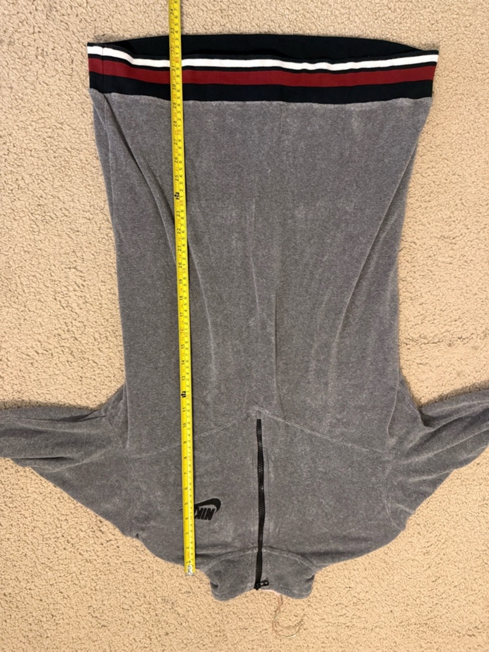 Nike Quarter Zip Pullover Womens M Gray Velour Mock Neck Swoosh Sweatshirt - Picture 6 of 9